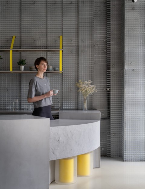 Vertical reception area of Act.now Sport Studio with amphitheater seating