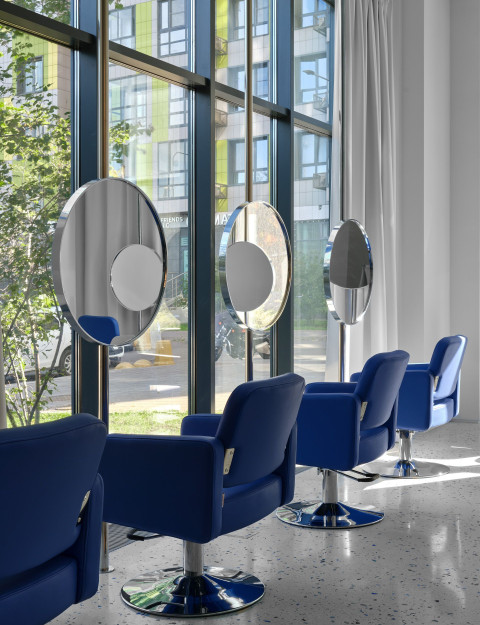 Vertical classroom view inside BIG Laboratory with color-focused interior design