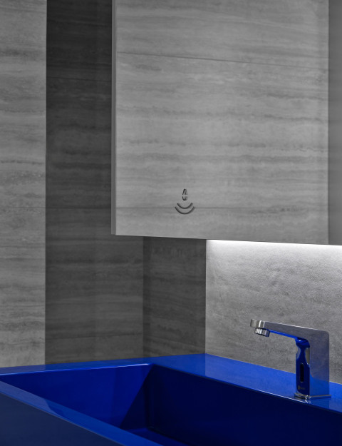 Vertical utility and changing area detail at Gate-X Fitness Club