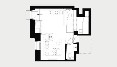 Floor plan drawing of Proces Wine bar