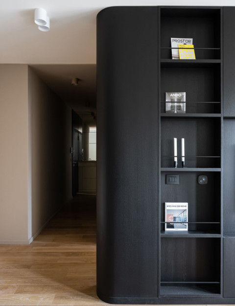 Bedroom wardrobe detail in the minimal Vracar Apartment interior