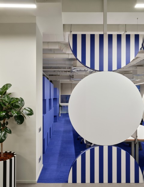 Vertical office detail with color-coded geometry at Yandex Office 03