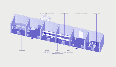 Axonometric drawing of the You thought it was just a chair? exhibition layout